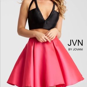 JVN/Jovani Black/Fuchsia Two Piece Cocktail Size 6